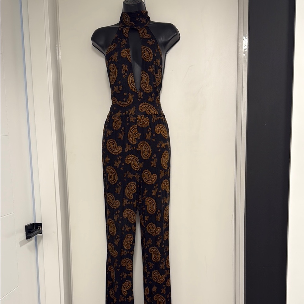Elegant Paisley Halter Jumpsuit